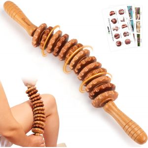 Nouveau Design Rouleau De Massage En Bois De Massage Pour Fascias Avec Poign&eacute;e, Masseur Anti-Cellulite, Pour Maderoth&eacute;rapie Et Drainage Lymphatique 42,2 Cm, 350 G H&ecirc;tre - Neuf