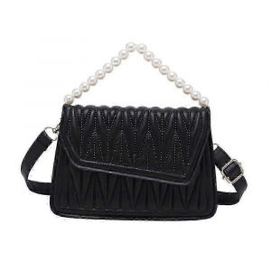 Sac bandouli&egrave;re femme en cuir PU avec anses en perles et ceinture ajustable. - Neuf