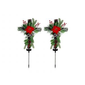 Lot De 2 Lampes Solaires De No&euml;l &Agrave; Poser Au Sol Pour La D&eacute;coration Ext&eacute;rieure - Neuf