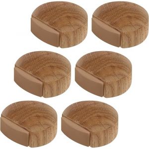 6 Pcs Arrêts de Portes - Butée de Porte Adhesive en Bois pour Sol et Parquet ¿ Stop Porte Adhésif - Butoir de Porte (Chêne Naturel) - Neuf