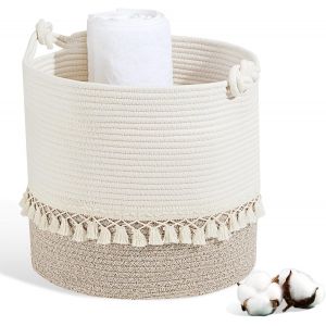 ChenQuanSarl-Panier &Agrave; Linge En Coton Tiss&eacute;, 38 L, Panier &Agrave; Linge Avec Poign&eacute;e, Panier De Rangement Pour Jouets, Panier &Agrave; Linge Pour Salle De Bain (35 X 40 Cm) (Marron) - Neuf