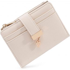 CAUC-Portefeuille RFID pour femme &iquest; Petit sac &agrave; main en cuir v&eacute;g&eacute;talien &agrave; deux volets avec poche zipp&eacute;e pour pi&egrave;ces de monnaie et fen&ecirc;tre pour carte d'identit&eacute;, portefeuille compact avec - Neuf