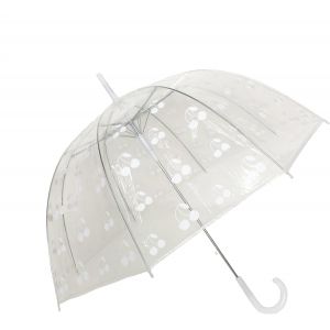 Parapluie transparent femme cloche mariage automatique avec bordure noire - Neuf