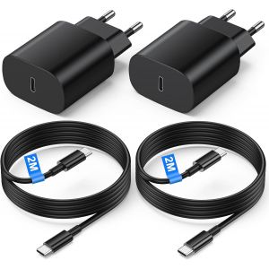 ChenQuanSarl-2Pack Chargeur Usb C Rapide 25W Pour Samsung Galaxy S25/S24/S23/S22/S21/S20/S10/S9/S8/Z Flip 5/Z Fold 5/A55/A54/A51, Chargeur Type C Fast Charger Pour Chargeur Samsung Secteur Avec 2M Ca - Neuf