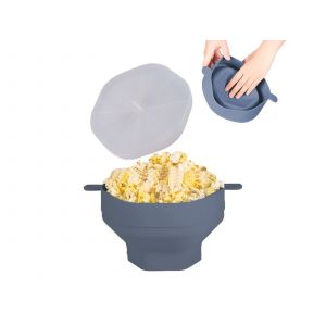 Bol Pliable En Silicone Pour Micro-Ondes Avec Couvercle - Gris - Neuf