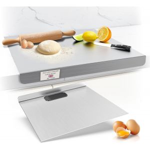 Plaque Inox Cuisine En Acier Inoxydable, Planche A Decouper Inox, Protege Plan De Travail Cuisine Avec Bord D'arr&ecirc;t, Planche &Agrave; P&eacute;trir Inox Pour Pain Et Pizza(Hauteur 2cm) (50x60cm) - Neuf