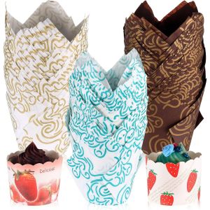 Jexnovashop-150 Pcs Caissette Muffins Papier Tulipe, Caissettes Cupcake, Moules &Agrave; Cupcakes Et Muffins, Moule Muffin Papier Cuisson G&acirc;teau, Moules &Agrave; Muffin En Papiers Pour F&ecirc;te D'anniversaire Mariage - Neuf