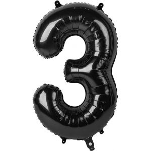 40 Pouces Foil Ballon Chiffre 3 Noir (101cm),Gonflable Hélium ou Air,Géant Numéro 0-9,10-29,30-100,Grand Ballons pour Mariage,Décoration de Fête d'anniversaire - Neuf