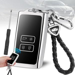 lbgwp60-Étui À Clé De Voiture, Coque De Protection Pour Clé De Voiture, Étui Pour Clé De Voiture En Tpu, Coque Clé De Voiture Pour Renault, Couvre-Clé 4 Clés Sur Mesure Pour Renault (Blanc) - Neuf
