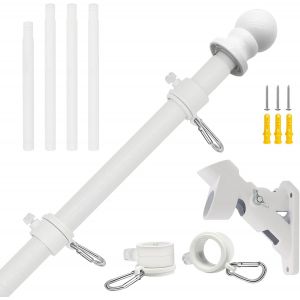 M&acirc;t de Drapeau 1,5M Avec Support, Fran&ccedil;ais M&acirc;t pour Drapeau en Acier Inoxydable Ext&eacute;rieur, pour les F&ecirc;tes et la D&eacute;co Maison (Argent&eacute;) - Neuf