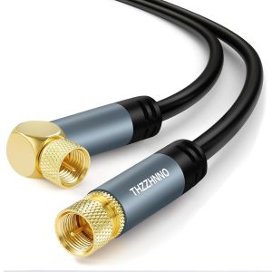 TV Antenne Angle Droite F Connecteur Coaxiaux Câble 5M,Plaqué or Angle de 90 Degrés à Droite Mâle,Câble Coaxiaux pour HDTV,CATV,DVB-T2 /C/S,Modem Câble,Radio,Récepteur Satellite - Neuf