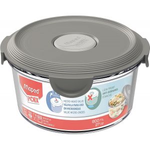 Picnik Assiette &Agrave; D&eacute;jeuner En Verre Avec Couvercle Etanche Bol Boite Alimentaire Compatible Micro-Ondes, Four Et Lave-Vaisselle 700 Ml Gris - Neuf