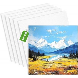 Tianyi-Lot De 5 Toiles À Peindre 20x20cm, Toile Peinture, Pur Coton Toiles À Peindre, 3mm Cartons Entoilés, Toile A Peindre Petite, Toile Vierge Pour Acryliques, Peintures À L'huile, Gouache - Neuf