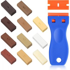 KALANKA-Lot de 11 Kit de Réparation de Cire dure, Cire de réparation de meubles pour Bois/Carrelage/Parquet/Laminé/Vinyle/Linoleum, Mastic de Cire pour les Rayures et les Trous tous les Meubles en Bo - Neuf