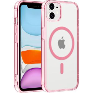 TIANYI-Coque Magn&eacute;tique pour Apple iPhone 11 6.1"",Compatible avec MagSafe Recharge sans Fil,Translucide Givr&eacute; Etui PC Dur + TPU Bumper Antichoc Anti-Rayures Protection Housse pour iPhone 11,Rose - Neuf