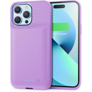 Battery Case For Iphone 12 Pro Max/13 Pro Max/14 Pro Max/14 Plus, [8600mah] External Rechargeable Battery, Powerful Portable Charger Battery Extension Case For Iphone - Purple - Neuf