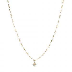 Collier Argent Dor&eacute; &Eacute;toile En Zirconium Blanc Et Perles Naturelles Blanche - Neuf