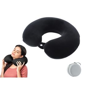 Oreiller de voyage en mousse &agrave; m&eacute;moire de forme en forme de U pour la nuque en avion - Noir - Neuf