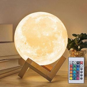 16 Couleurs Lampe De Lune - D&eacute;coration D'int&eacute;rieur, Lumi&egrave;re De Lune Avec Contr&ocirc;le De La Luminosit&eacute;, Veilleuse Led, Cadeau De F&ecirc;te Des M&egrave;res Cadeau D'anniversaire - Neuf