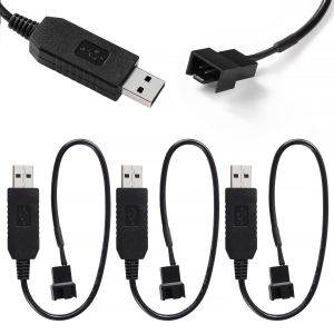 JGD-3 Pi&egrave;ces 32cm Pleine Vitesse C&acirc;ble Adaptateur D'alimentation &agrave; Manchon de Ventilateur 12V USB vers 3 Broches et 4 Broches, C&acirc;ble Adaptateur USB vers 3 Pin/4 Pin Ventilateur - Neuf