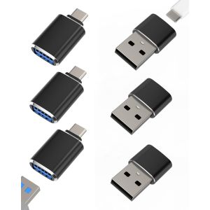 Lot De 6 Adaptateurs Usb C Vers Usb 3.0 - Connecteur Usb C Otg - Pour Apple Iphone 15 - Pour Ipad Macbook - Compatible Avec Samsung - Accessoire Thunderbolt Usb-A - Cl&eacute; Usb A - Connecteur De Voiture - Neuf