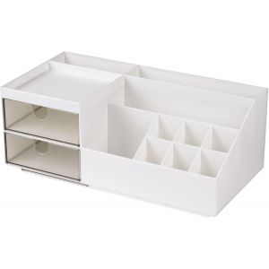 KALANKA-Organisateur Maquillage Rangement, Maquillage Boite Organisateur avec 2 Tiroirs Anti Poussi&egrave;Re Organisateu pour Bijoux, pinceaux, Rouges &agrave; l&egrave;vres et cr&egrave;mes, cosm&eacute;tiques, 11 Compartiments - Neuf