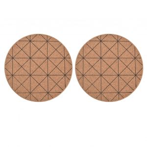 Hjlian Lot De 2 Dessous De Verre En Liege, Design Sur, Pratique, Brillant, Epais, Style Rustique, Decoration En Bois Pour Cuisines, Motif Ecossais - Neuf