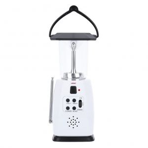 Lanterne portable a manivelle 8 LED, lampe torche avec radio, eclairage d'urgence, lampe solaire pour randonnee, camping, peche - Neuf