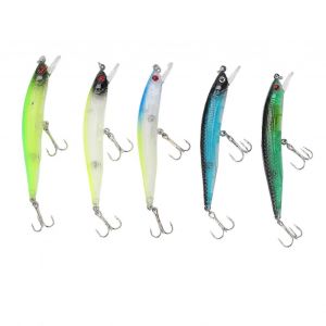 5pcs Minnow Pêche Lure Flottant Artificiel Faux Appât Dur Long Lancer Poisson Appât Wobbler - Neuf