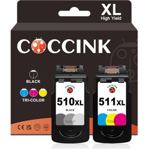 Pour Canon 510 511 Xl Pg-510 Xl Cl-511 Xl Cartouche D'Encre Remanufactur&eacute;e De Remplacement Pour 512Xl 513Xl Pour Pixma Mp250 Mp230 Mp280 Ip2700 Mp240 Mp495 Imprimante (1 Noir, 1 Co[ENC941442] - Neuf