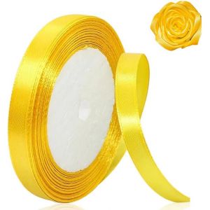 Ruban De Satin Jaune De 10 Mm Pour D&eacute;corations De F&ecirc;te De No&euml;l, 23 M Pour Emballage Cadeau, Artisanat, F&ecirc;te De Mariage, No&euml;l, Noeuds Pour Cheveux, Bouquets Floraux, Anniversaires, F&ecirc;tes Pr&eacute;natales - Neuf