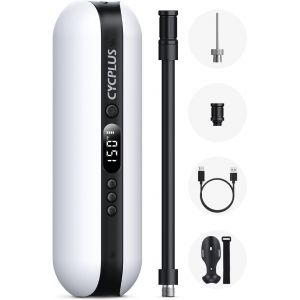 Pompe &Agrave; V&eacute;lo &Eacute;lectrique 150psi,Pompe Velo Electrique,Mini Compresseur,Gonfleur Velo Portable, Banque De Puissance A2 Blanc Noir - Neuf