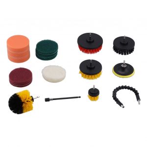 HJLIAN Ensemble de 19 brosses pour perceuse, kit de nettoyage pour autolaveuse electrique, ensemble de tampons de polissage, outils de nettoyage pour voiture, fournitures de salle de bain - Neuf
