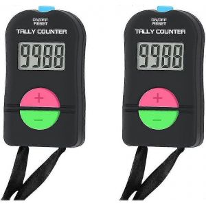 2 Pcs Compteur Électronique,Compteur De Comptage Numérique À Main Clicker Manuel Électronique Avec Lanière Ajouter Soustraire Modèle - Neuf