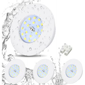 HiBay Spot Led Encastrable Salle de Bain 5W,4x Spot Extra Plat IP44 Étanche,Blanc Chaud 3000K,Trou 60-68mm,Éclairage salle de bain Inox Brossé 220V 500lm pour Cuisine Salon - Neuf