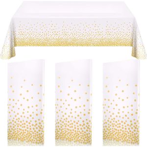 3 Pièces Nappe Jetable Anniversaire,Nappe Blanche Jetable,Nappe Jetable Blanche,Nappe Papier Blanc,Nappe Anniversaire pour Décorations de Table,Les Mariage,Halloween,Noël,137 x 274 cm - Neuf
