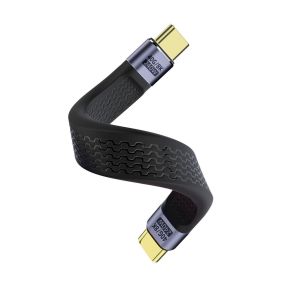 JGD-240W USB4.0 C PD Charge rapide C&acirc;ble Court 40Gbps USB C m&acirc;le &agrave; Type C m&acirc;le plat donn&eacute;es court C&acirc;ble 8K@60Hz audio/vid&eacute;o 48V/5A Charge, pour Smartphone Power Bank Laptop Tablette, 13cm/5.1in - Neuf