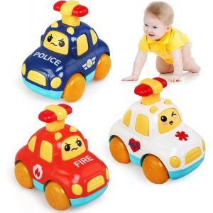 ERYI-Petites Voiture Enfant 1 2 3 Ans,3 Pcs Petite Voiture Jouets Bébé 1 2 3 An Garcon Et Filles Cars Construction Pour Enfant Press And Go Voiture À Friction Camion Jouet Enfant - Neuf