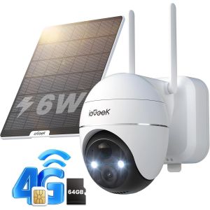 Zy G1 4G Outdoor Solar Camera - 4G Tle 2K Wireless Outdoor Camera Sim Card And Memory Card 64Gb, 355° Ptz Solar Camera Pir Detection, Night Vision Colour - Neuf