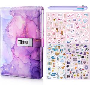 Journal Intime Avec Cadenas,Secret Diary Avec Serrure À Combinaison Pour Filles De 8,9,10,11,12,13,Avec Stylo Multicolore 6 En 1 Et 4 Autocollants,Cadeau D'anniversaire Pour Filles - Neuf