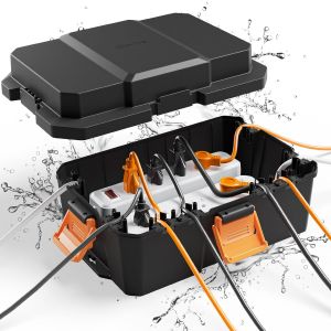 Grand Boitier Etanche (34,41 * 24,3 * 14,93 cm),Protection de Prise Boite Etanche Electrique Exterieur,Cache Rallonge Résistant aux Lntempéries,Pour Multiprise,Lumières de Noël,Noir - Neuf