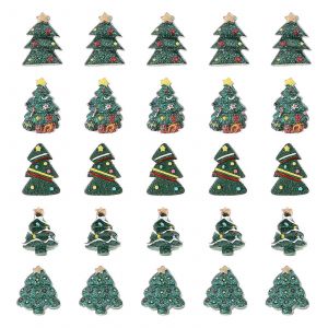 25 Pcs BRICOLAGE R&eacute;sine de No&euml;l, Ornements d'Arbre de Charmes Pour l'Ambiance Festive de Couleur Verte Simple des Accessoires Design - Neuf
