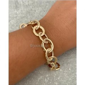 Bracelet Gros Maillons Entrelac&eacute;s En Plaqu&eacute; Or 18 Carats Bijoux - Bijouxia - Femme - 20 Cm - Dor&eacute; - Neuf