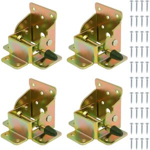 4 Pi&egrave;ces Charni&egrave;re Pliante pour Pied Table Rabattable, Charniere Pliante Autobloquante &agrave; 90 Degr&eacute;s avec 40 Vis, Charniere Meuble, &Eacute;conomisez Votre Espace, pour Pieds de Canap&eacute; et de Table - Neuf