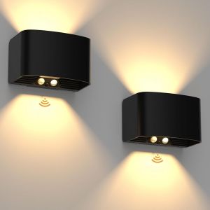 Subzonal-Rechargeable Applique Murale Avec D&eacute;tecteur De Mouvement, 2 Pi&egrave;ces Sans Fil Lampe Murale Avec T&eacute;l&eacute;commande, 3000k Blanc Chaud Applique Murale Pour Int&eacute;rieur/Ext&eacute;rieur, Faisceau Lumineux R&eacute;gl - Neuf