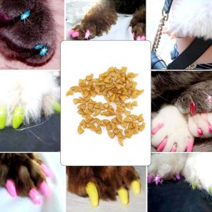 Hjlian Lot De 100 Protege-Griffes En Pvc Souple Et Durable Pour Animaux De Compagnie Et Chats, Accessoire De Toilettage, Cristal Dore, Taille Xs - Neuf