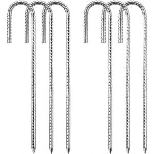 Eryi-Piquets De Tente En Acier 6 Pièces Kit Fixation Trampoline En J Galvanisé Tente Pour Trampoline Pour Tente De Camping Balançoire Auvents De Trampoline (8 Mm X 30 Cm) - Neuf
