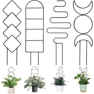 Lot de 4 treillis pour plantes grimpantes d'int&eacute;rieur, petits treillis pour plantes en pot, treillis pour plantes d'int&eacute;rieur en pot - Neuf