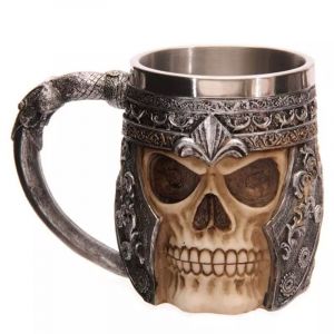 Tasse &Agrave; Caf&eacute; En Acier Inoxydable Avec T&ecirc;te De Mort Viking, Cadeau Pour Homme, Pour La F&ecirc;te Des P&egrave;res, Halloween, Motif Chevalier, T&ecirc;te De Mort 3d, En R&eacute;sine, Pour Le Si&egrave;ge Des Fant&ocirc;mes D'horreur - Neuf