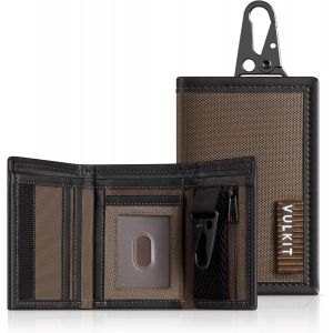 Portefeuille &Agrave; Trois Volets Homme Avec Blocage Rfid Porte-Cartes Cr&eacute;dit Cuir R&eacute;sistant &Agrave; L'Eau Avec Poche Zipp&eacute;e Pour Pi&egrave;ces De Monnaie Et Boucle &Agrave; Cl&eacute;s Pour Les Voyages Quotidiens En Plein Air - Neuf